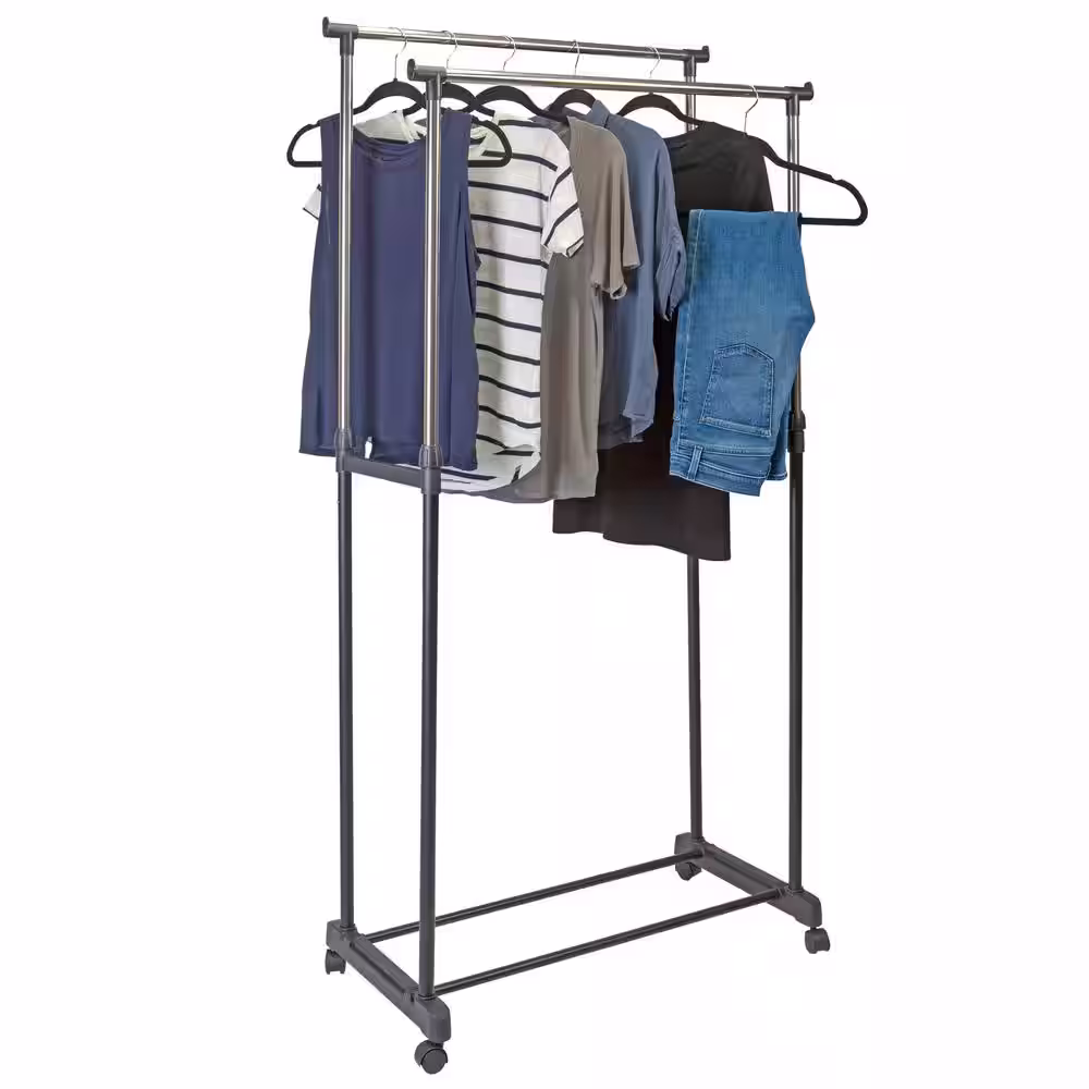 Simplify Black Steel Clothes Rack 16.54 in. W x 37.4 in. H