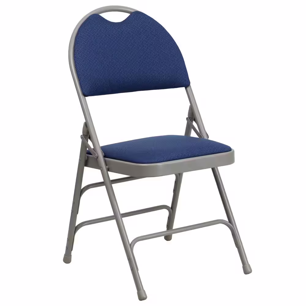 Flash Furniture Hercules Series Extra Large Ultra-Premium Triple Braced Navy Fabric Metal Folding Chair with Easy-Carry Handle