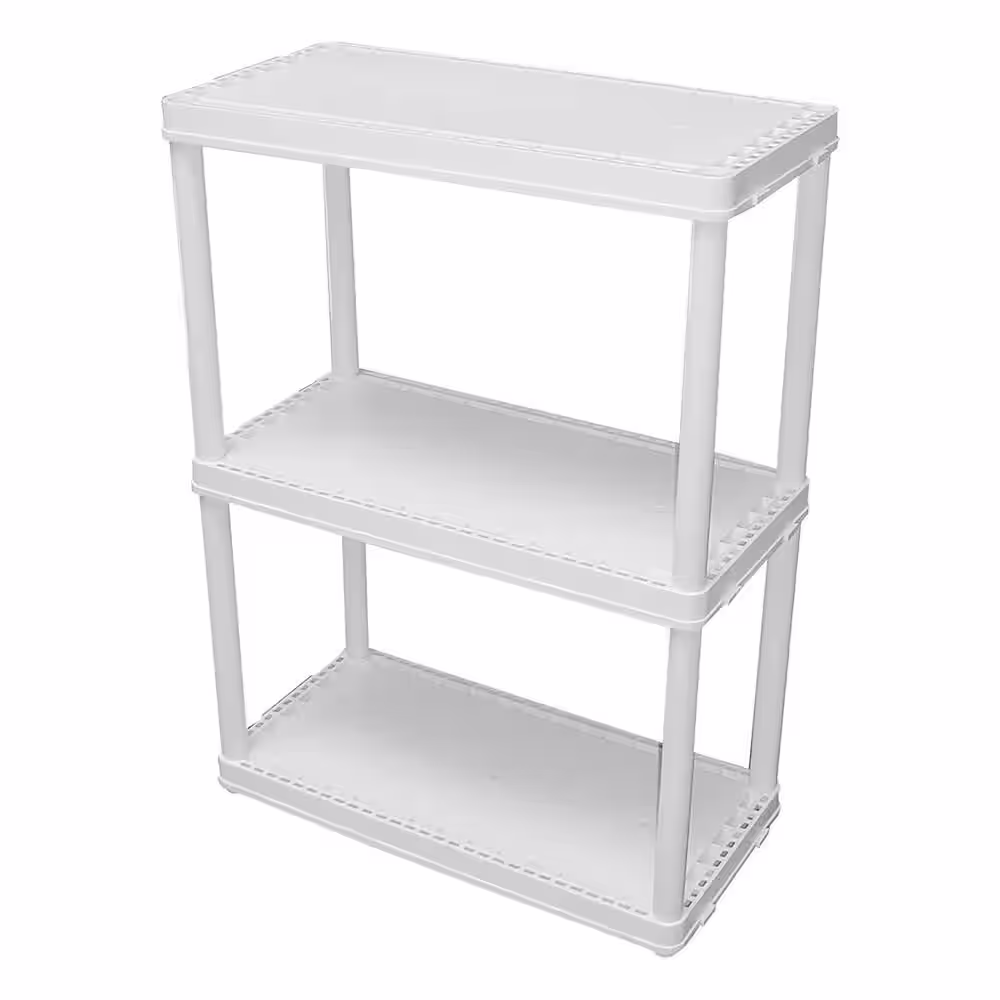 GRACIOUS LIVING 3 Shelf Storage Unit Organizers for Home or Garage, White (2-Pack)
