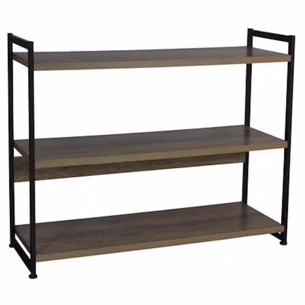 HOUSEHOLD ESSENTIALS Gray 3-Tier Metal Shelving Unit (42 in. W x 35 in. H x 14 in. D)