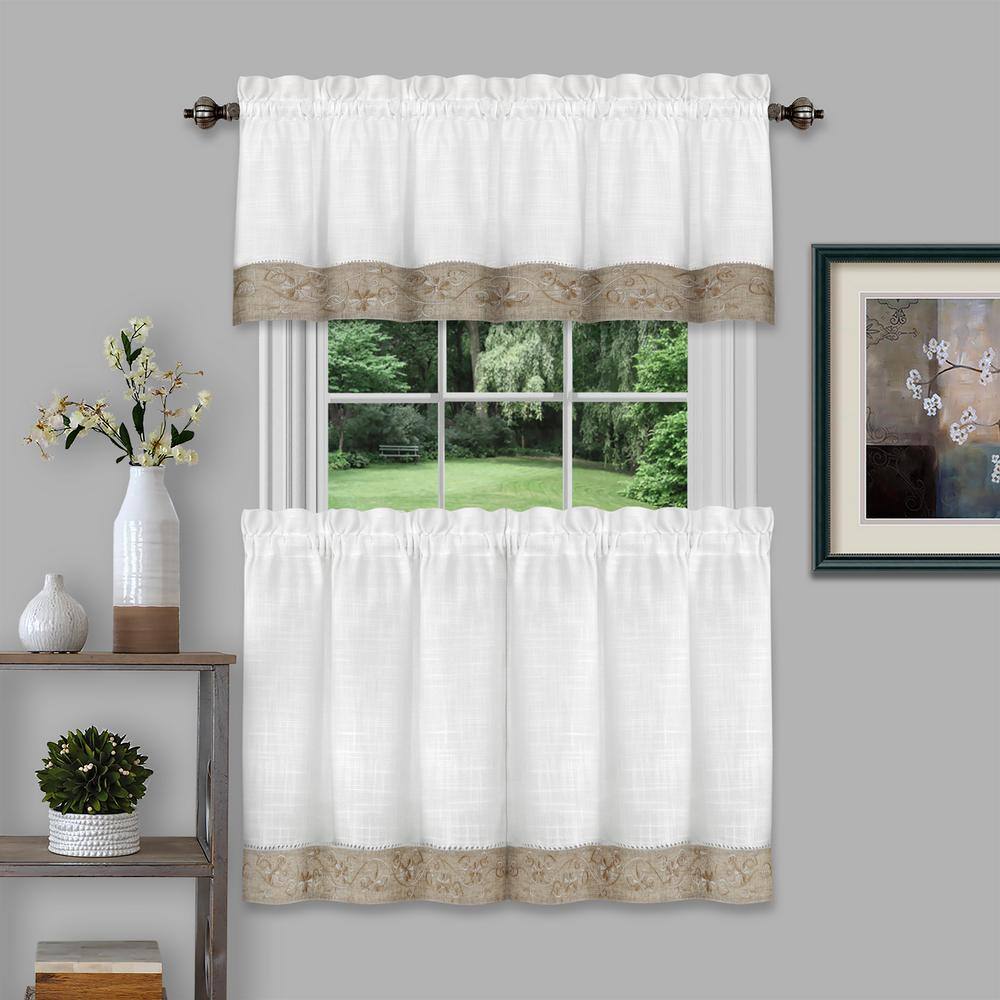 ACHIM Oakwood 14 in. L Polyester/Linen Window Curtain Valance in Natural