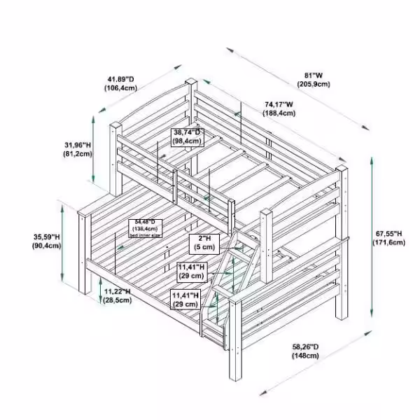 Powell Company Sanders Black Twin Over Full Bunk Bed with Heavy Duty Slats