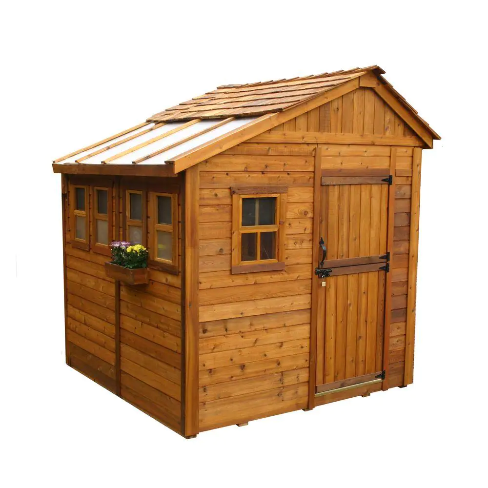 Outdoor Living Today Sunshed 8 ft. x 8 ft. Western Red Cedar Garden Shed