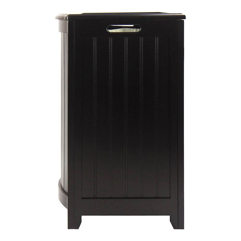 Oceanstar Dark Mahogany Wainscot Style Bowed Front Laundry Hamper