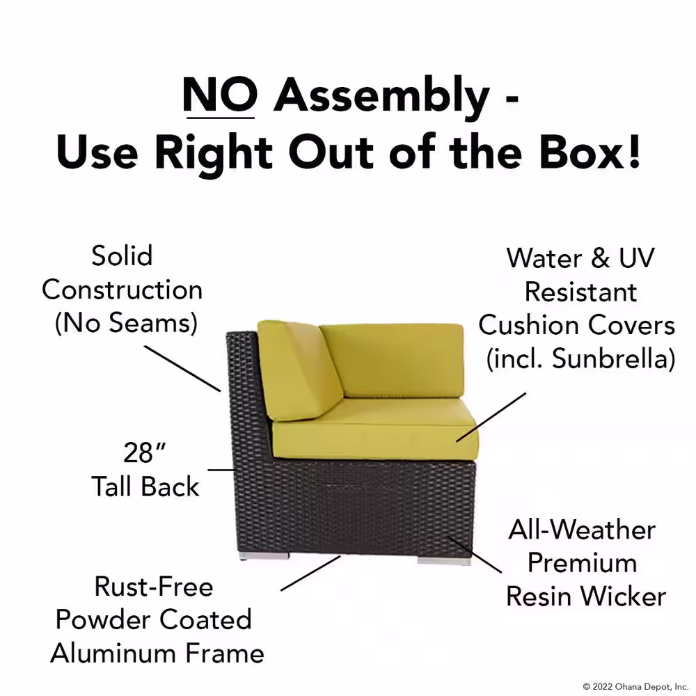 Ohana Depot Black 9-Piece Wicker Patio Combo Conversation Set with Sunbrella Natural Cushions