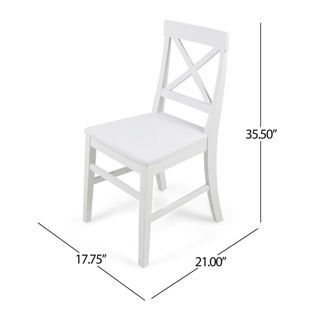 Noble House Roshan White Finish Wood Dining Chairs (Set of 2)