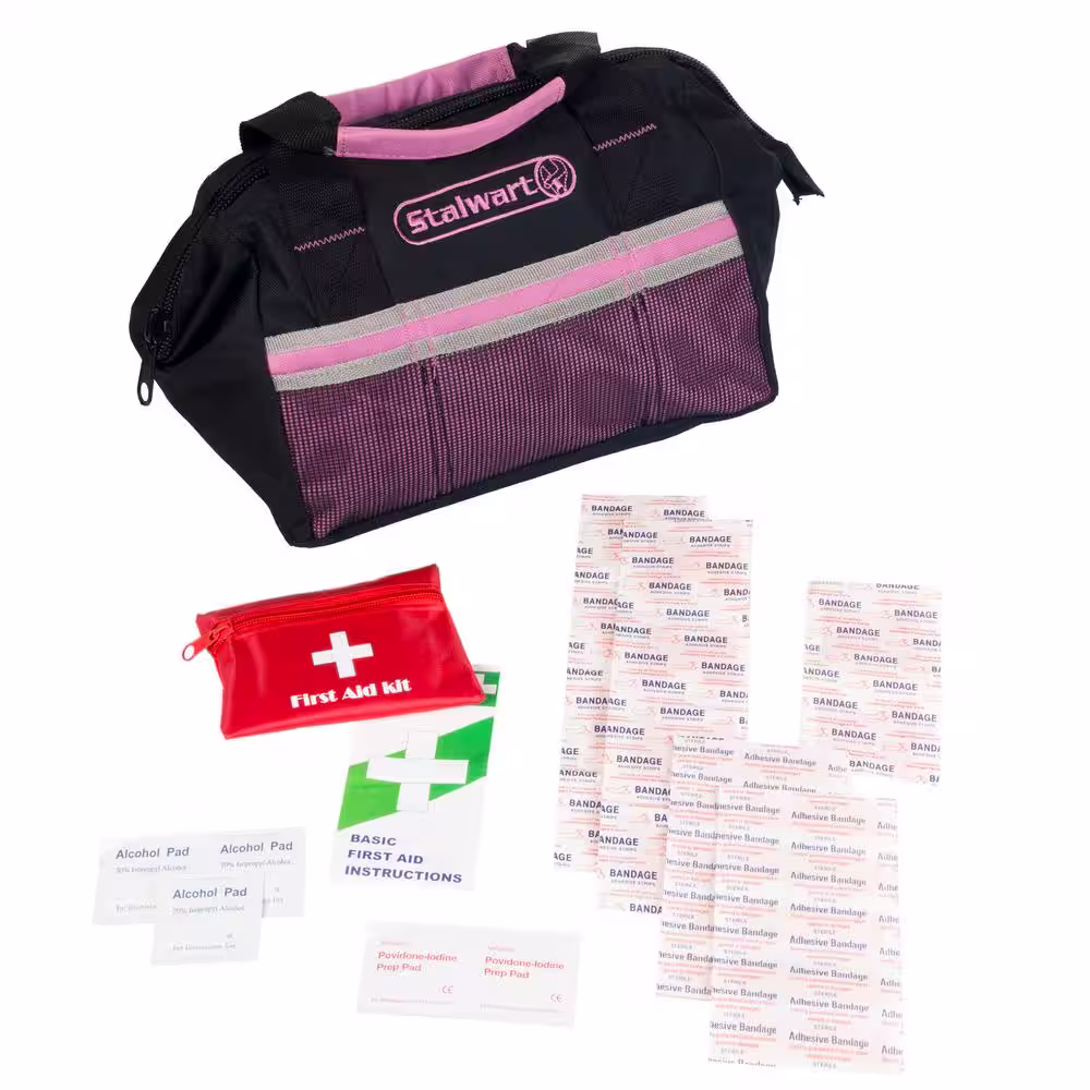 Stalwart 55-Piece Pink Emergency Roadside Kit with Travel Bag