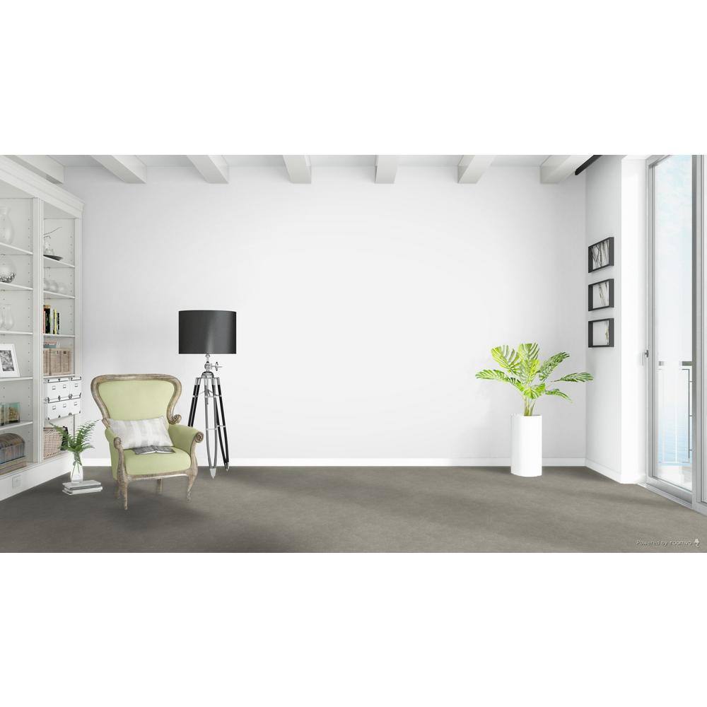 Home Decorators Collection Moonlight  - Glisten - Gray 32 oz. SD Polyester Texture Installed Carpet