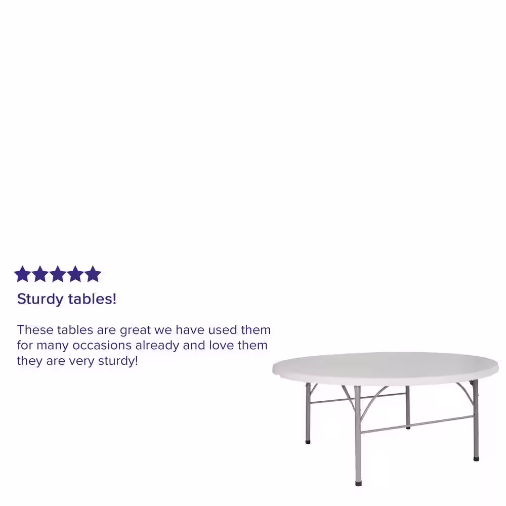 Carnegy Avenue 71 in. Granite White Plastic Tabletop Metal Frame Folding Table