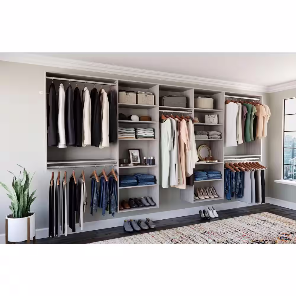 Closet Evolution 120 in. W - 144 in. W Rustic Grey Wood Basic Closet System