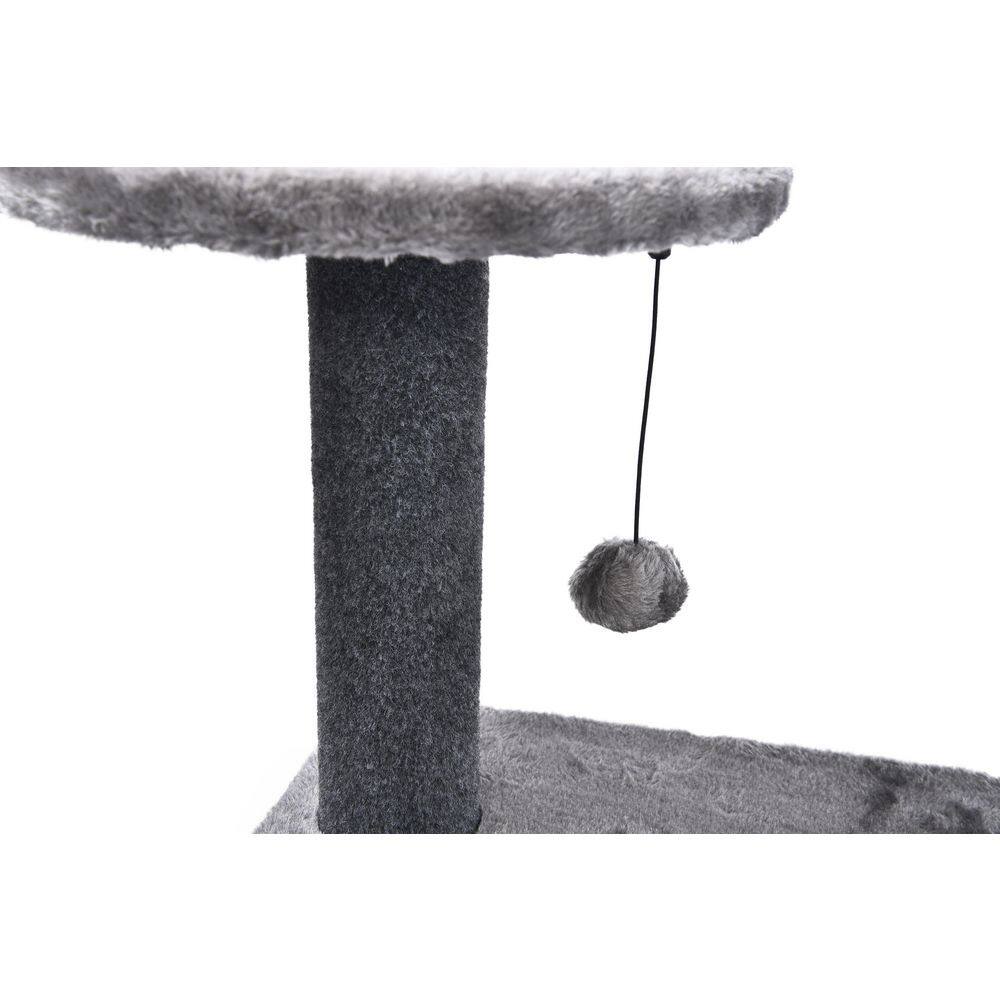 CAT CRAFT 5-Level Plush and Seagrass Cat Activity Tree: Scratch, Condo and Plush Hanging Cat Toy, Gray