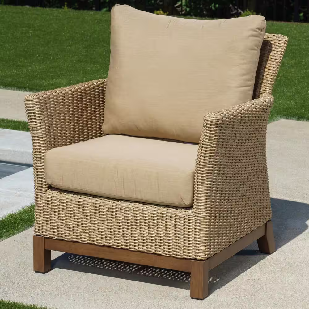 Canopy Cottonwood 4-Piece Resin Wicker Patio Deep Seating Set with Sunbrella Canvas Heather Beige Cushions