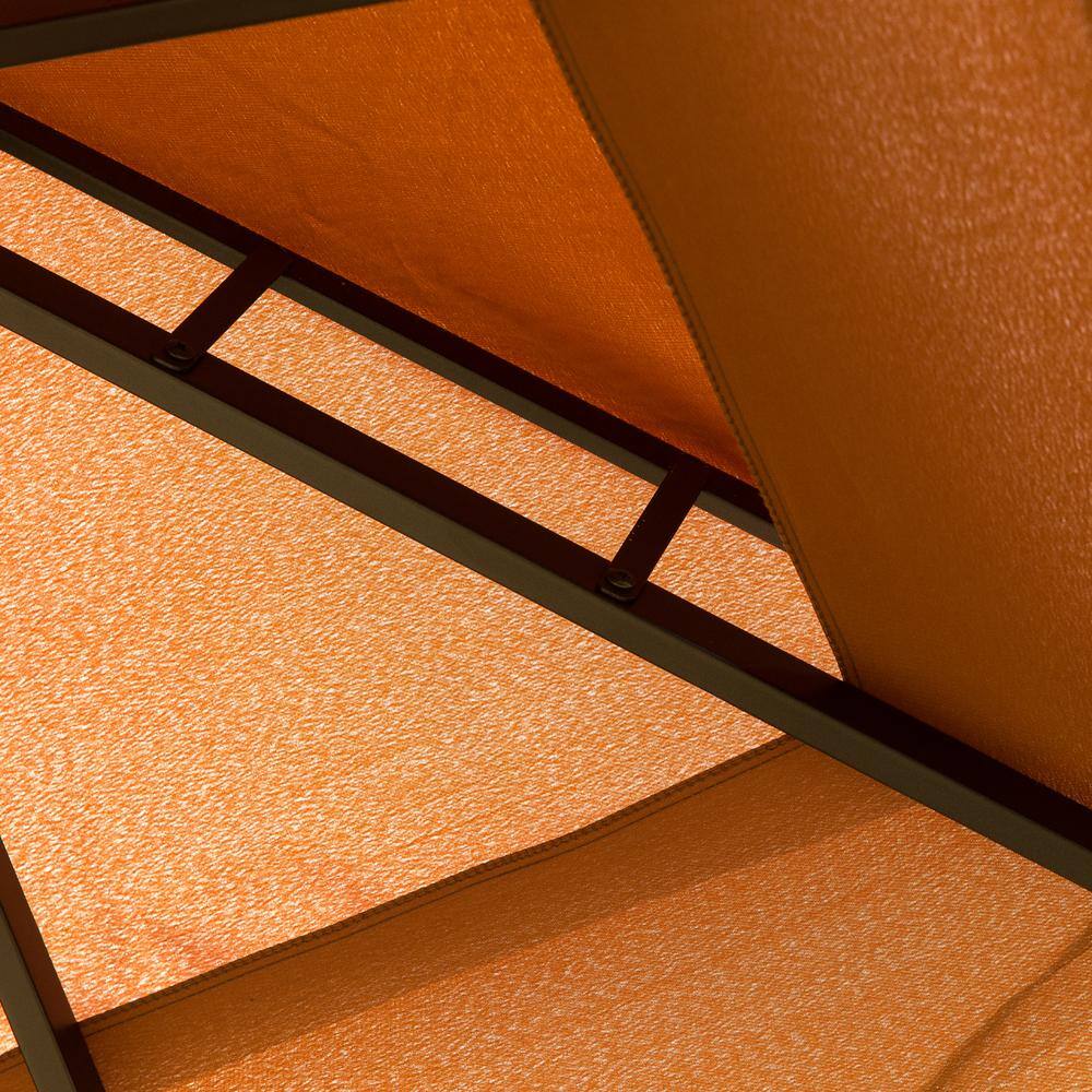 Outsunny 10 ft. x 10 ft. x 9 ft. Steel Frame Patio Gazebo with Beautiful Polyester Curtains and Air Venting Netted Screens, Brown