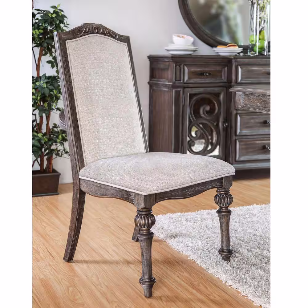 Furniture of America Willadeene Natural Tone Upholstered Dining Side Chair (Set of 2)