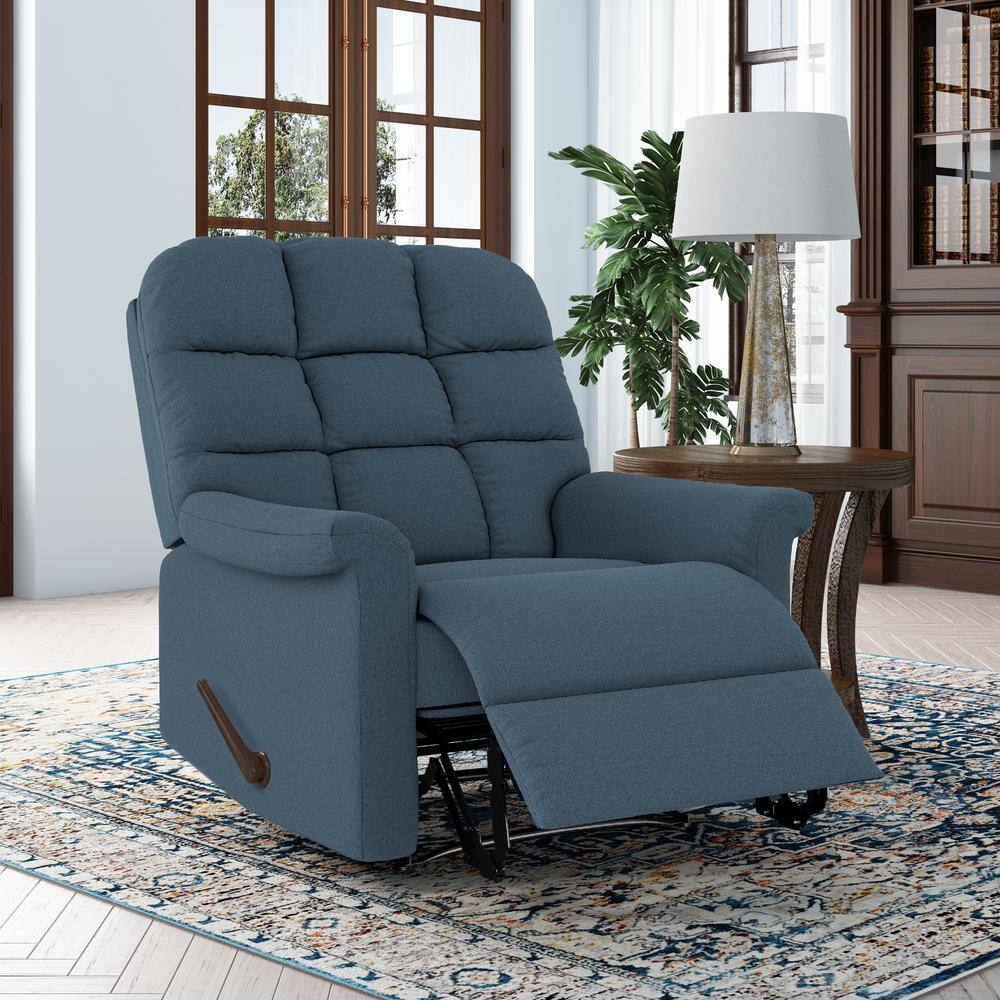 ProLounger Caribbean Blue Plush Low-Pile Velour Tufted Back Extra Large Wall Hugger Reclining Chair
