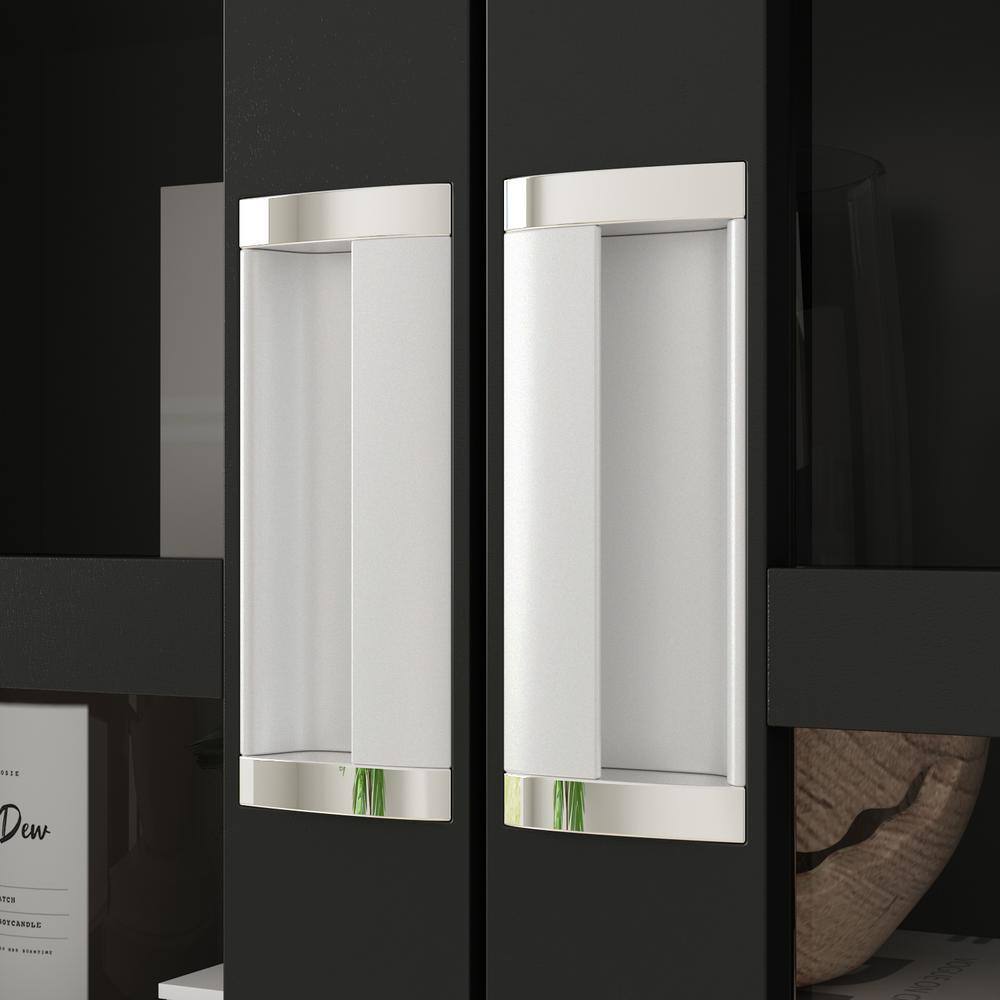 None 72.3 in. Black Wood 5-Shelf Standard Bookcase with Ball-Shape Legs