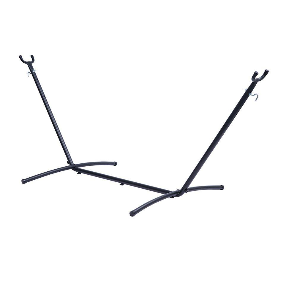 None 9.3 ft. Free Standing Hammock Bed Hammock with Stand in Brown Gray Striped