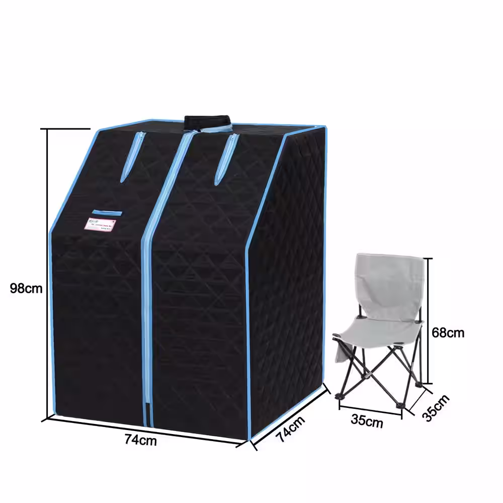 None 1-Person Half body Black Infrared Sauna with Foldable Chair