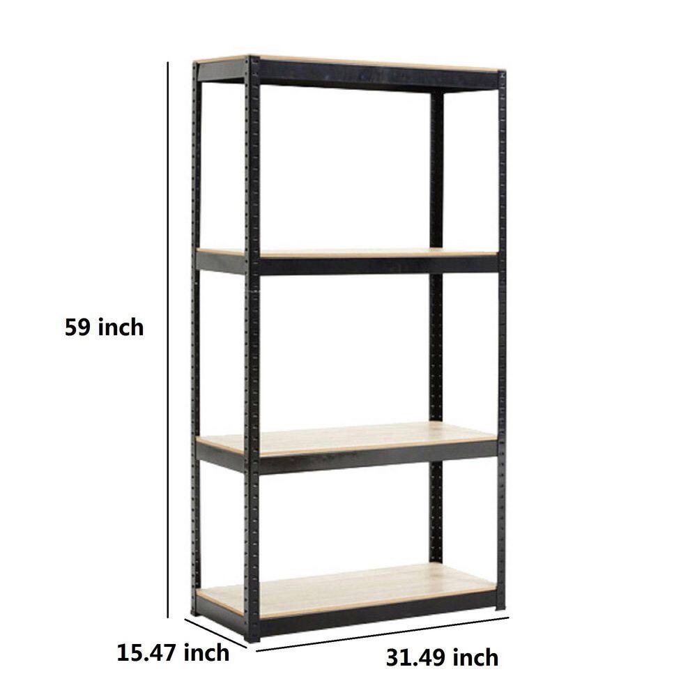 None Black 4-Tier Adjustable Height Heavy Duty Steel Garage Storage Shelving Unit (31.49 in. W x 59 in. H x 15.47 in. D)