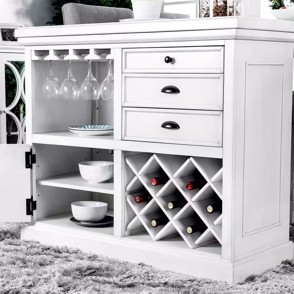 Furniture of America Gavin 3-Piece White Wood 66 in. Kitchen Island Set