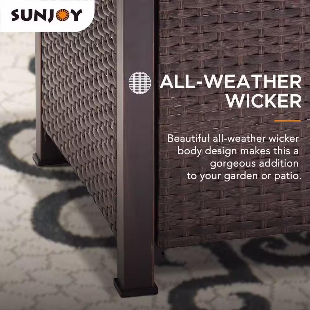 Sunjoy Pollack Square Ceramic Tile Top with Wicker Propane Powered Fire Pit Table