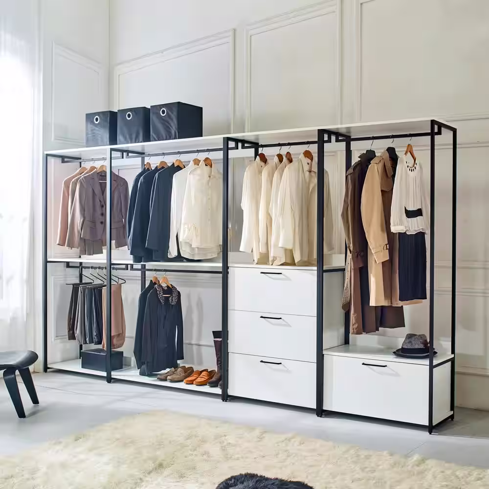 None Fiona 32 in. W White Freestanding Wood Closet System Tower with 1 Drawer