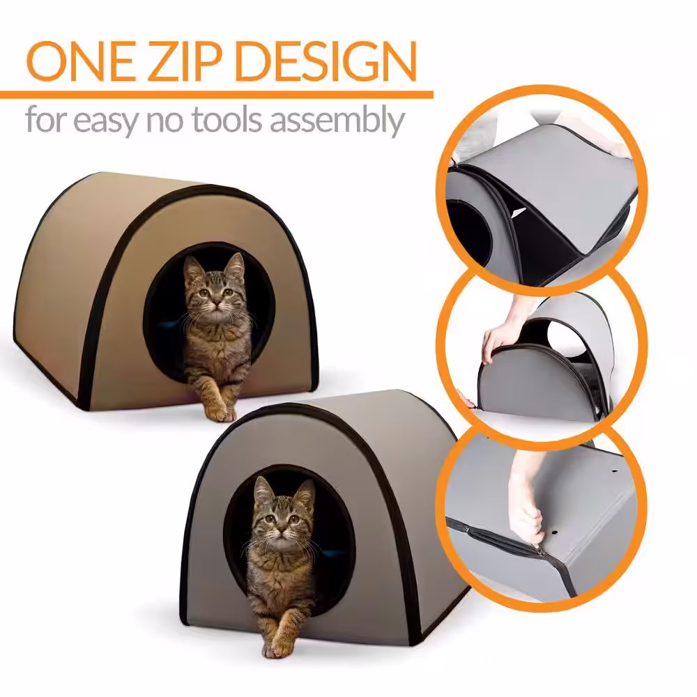 K and H Pet Products 21 in. x 14 in. x 13 in. 25-Watt Gray Mod Thermo-Kitty Shelter
