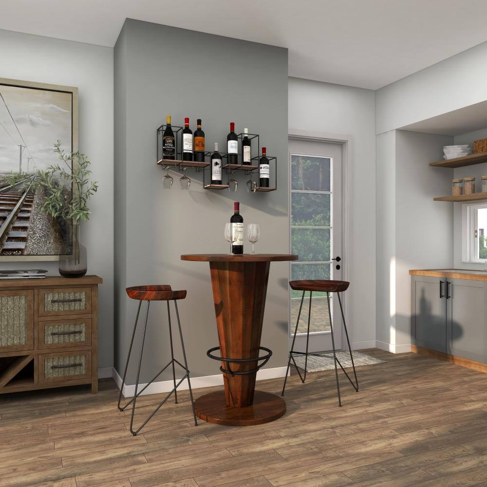 Litton Lane Brown Bar Height Dining Table with Foot Rest