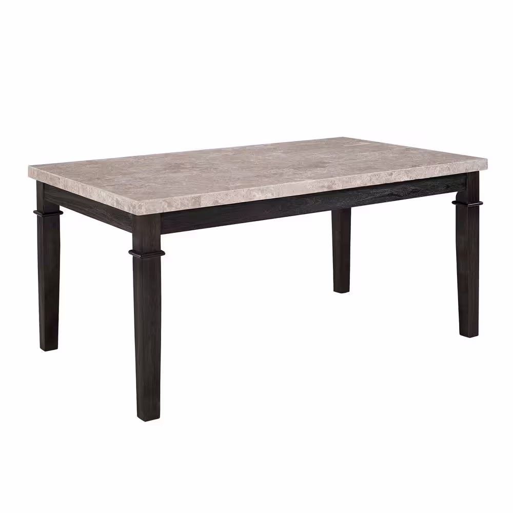 None Bradley Dark Walnut Marble Dining Table