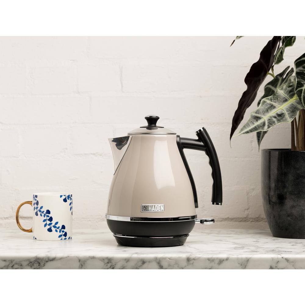 HADEN Cotswold 1.7 l 7-Cup Beige Stainless Steel Electric Kettle with Auto Shut-Off and Boil-Dry Protection