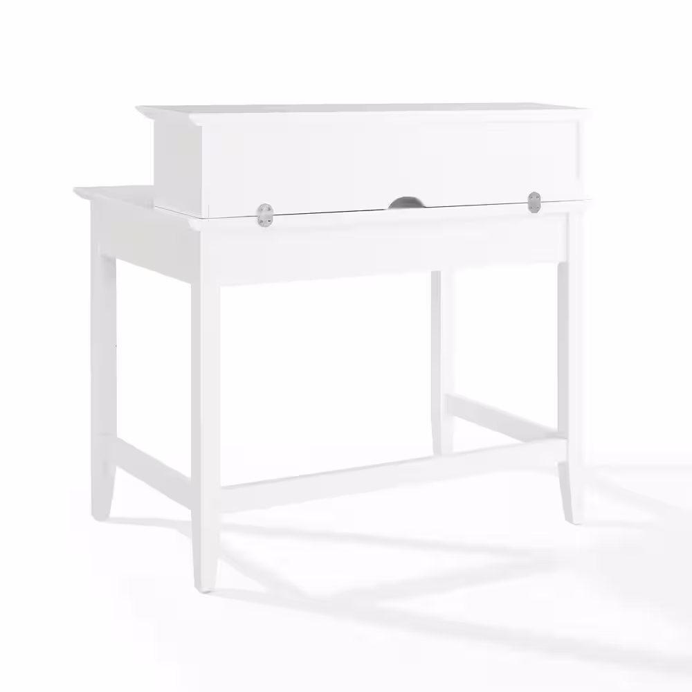 CROSLEY FURNITURE 54 in. Rectangular White 4 Drawer Computer Desk with Hutch