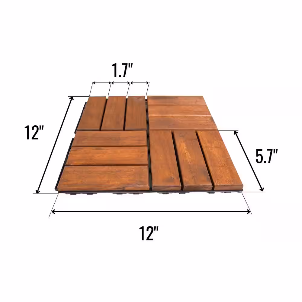 None 12 in. x 0.74 in. Brown Square Acacia Hardwood Outdoor Flooring for Patio, Bancony, Pool Side (10 sq. ft.) (10-pack)