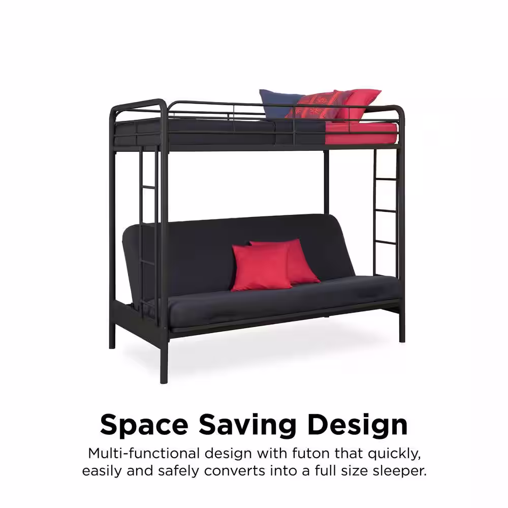 DHP Easton Black Metal Twin Over Futon Bunk Bed
