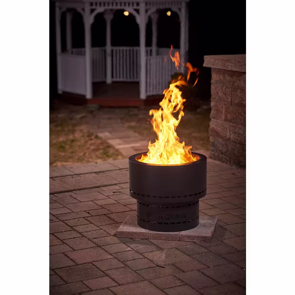 HY-C Flame Genie 19 in. x 16.25 in. Round Steel Wood Inferno Pellet Fire Pit in Black