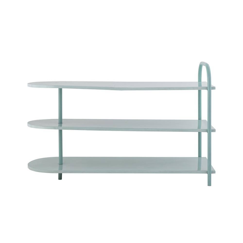 happimess Modern 24 in. H 9-Pair 3-Tier Iron Curved Decker Shoe Rack with 2-Tone in Mint