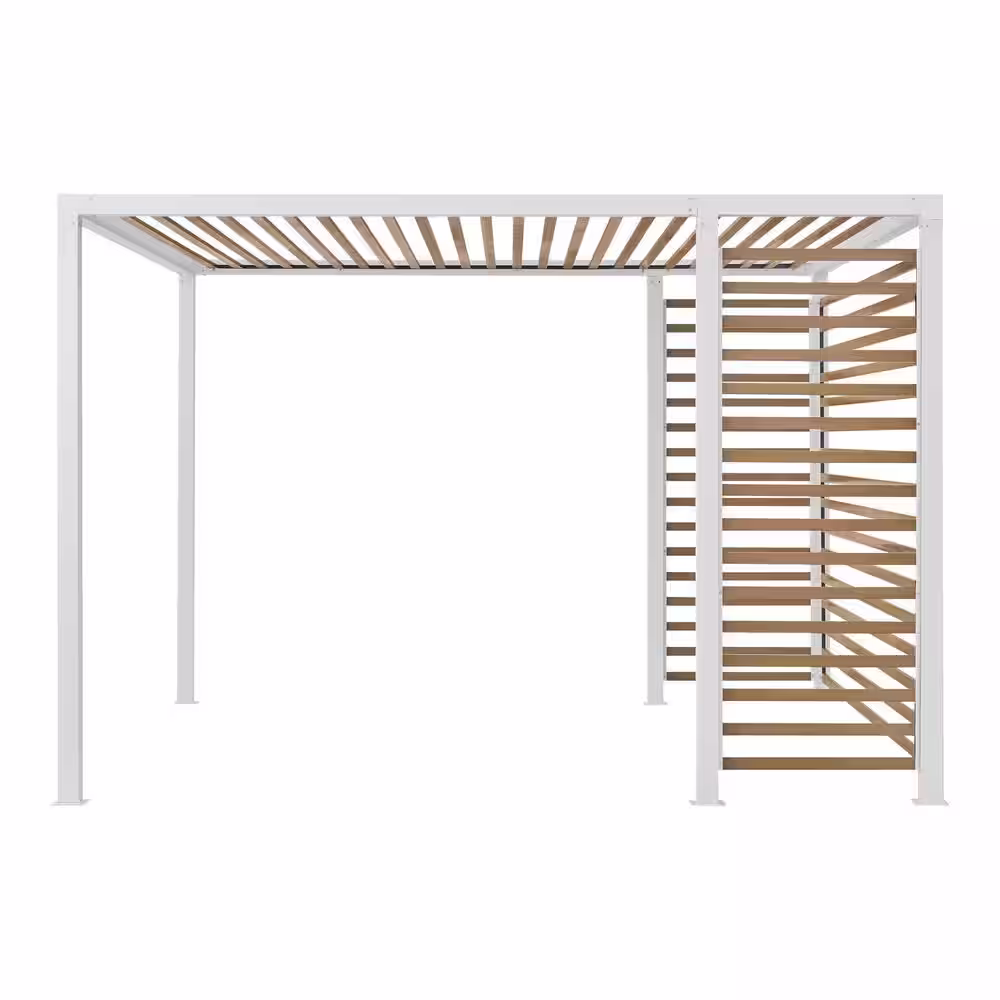 Hampton Bay Cottington 10 ft. x 12 ft. White Steel Outdoor Pergola