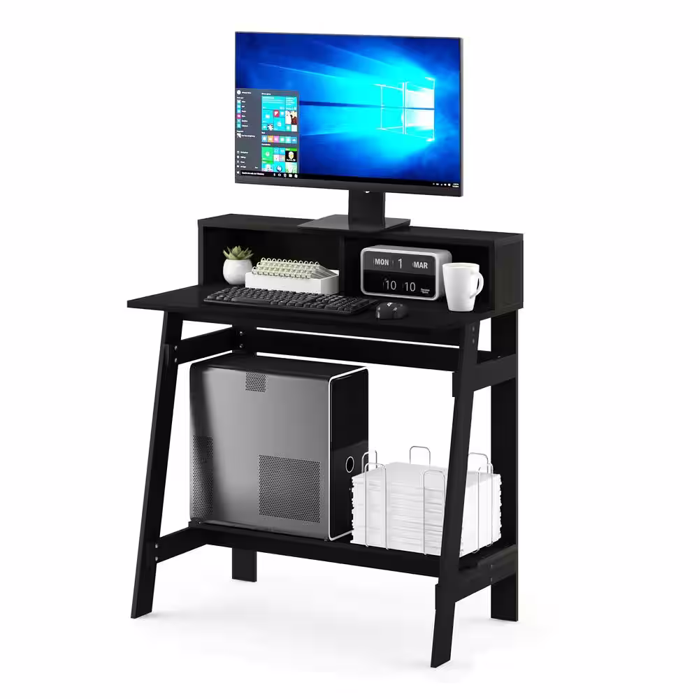 Furinno 32 in. Rectangular Espresso Computer Desk with Hutch