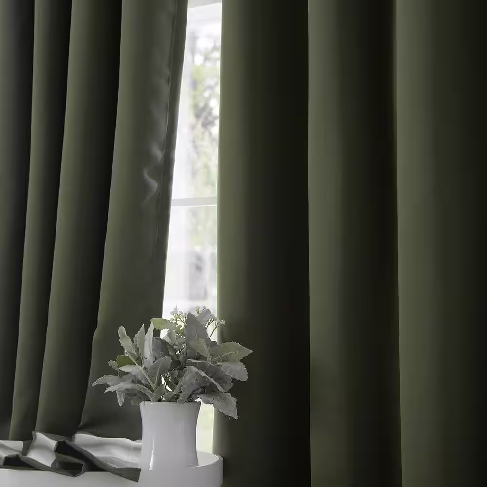 Best Home Fashion Moss Grommet Blackout Curtain - 52 in. W x 84 in. L (Set of 2)