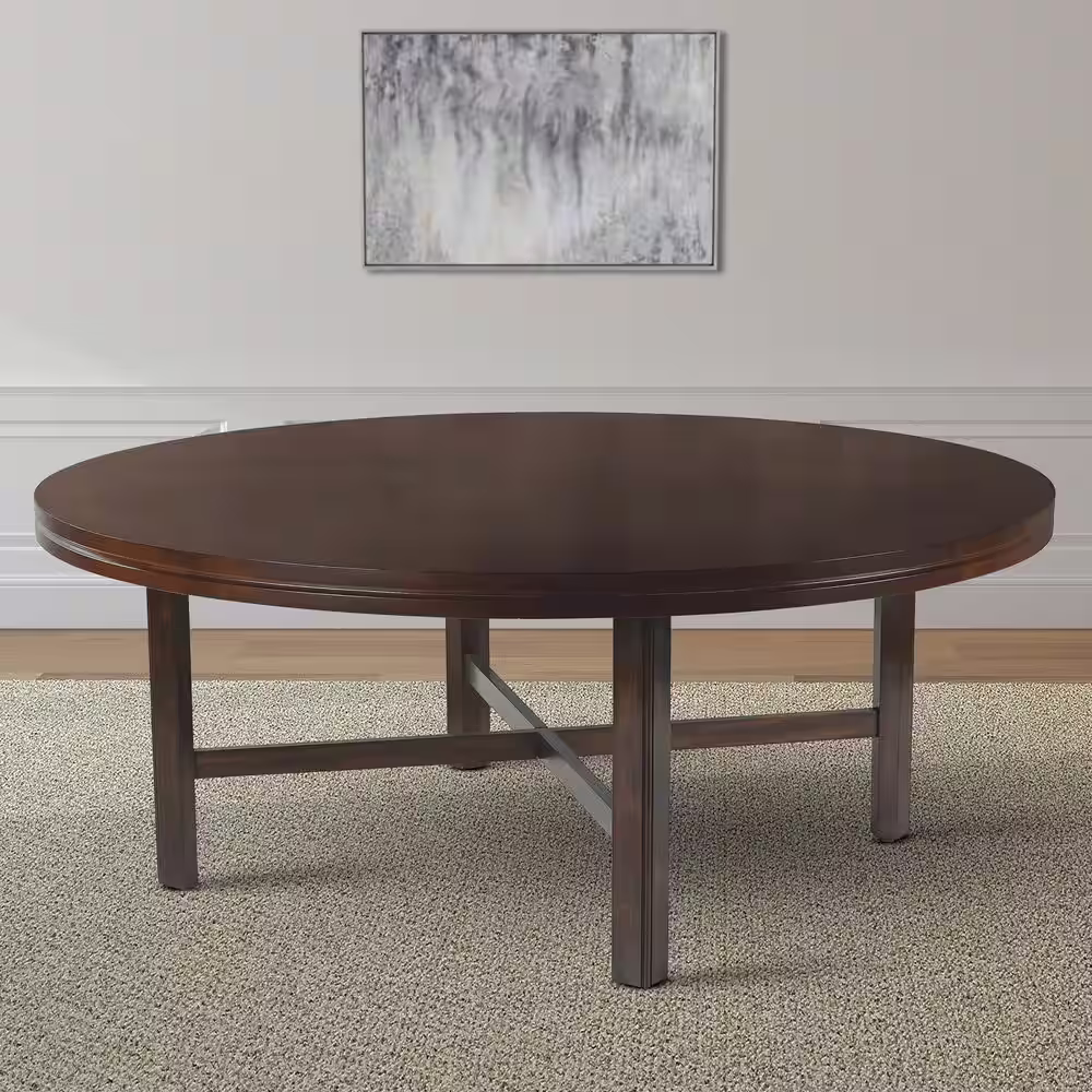 Steve Silver Hartford 72 in. Round Dark Oak Wood Dining Table