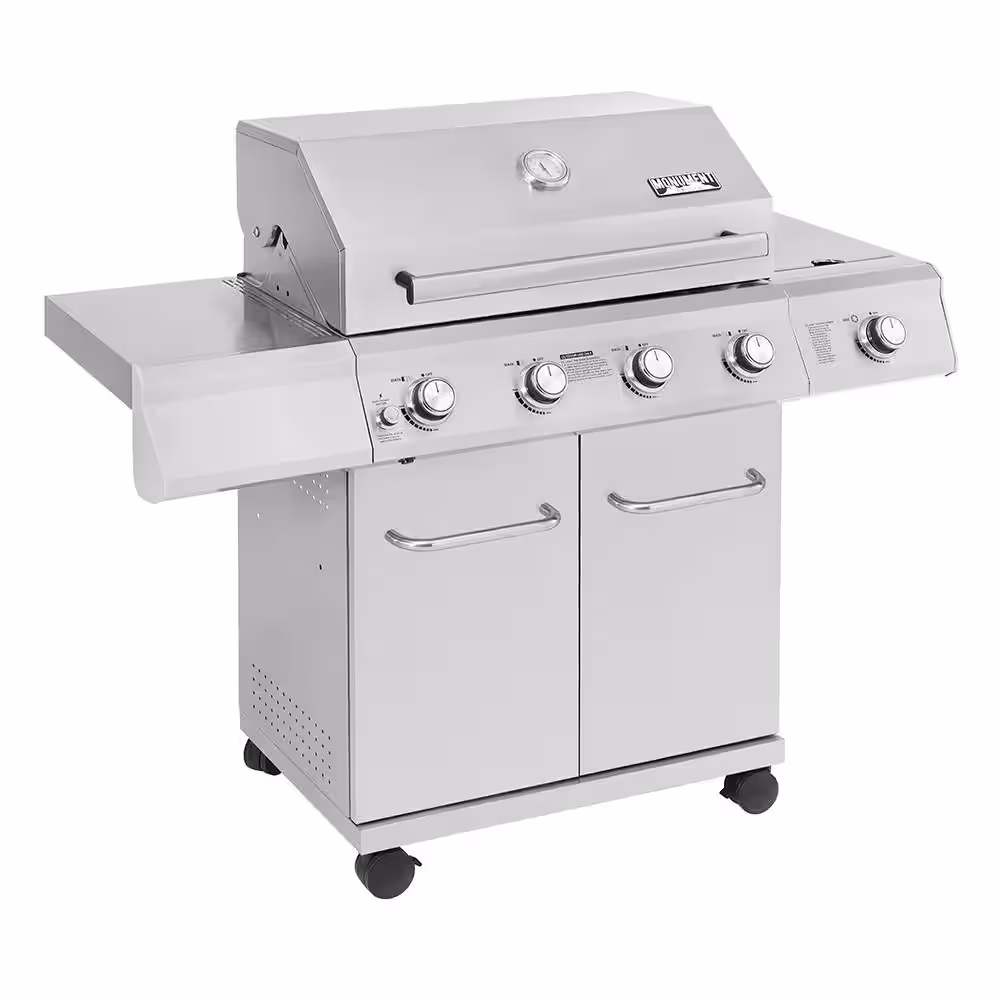 Monument Grills 4-Burner Propane Gas Grill in Stainless Steel with LED Controls and Side Burner