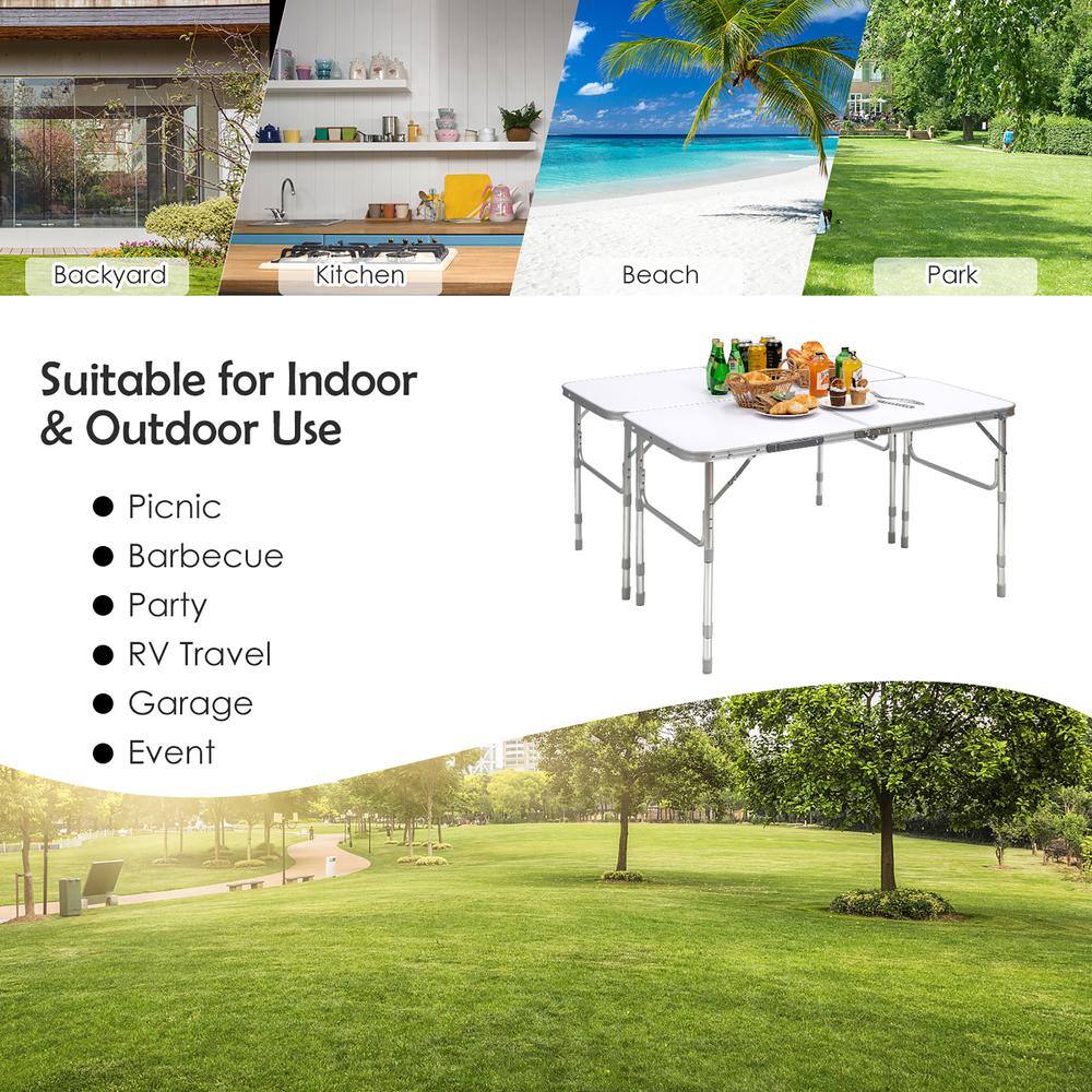 Costway 2-Piece Folding Tables Height Adjustable Aluminum Picnic Table with Carrying Handle
