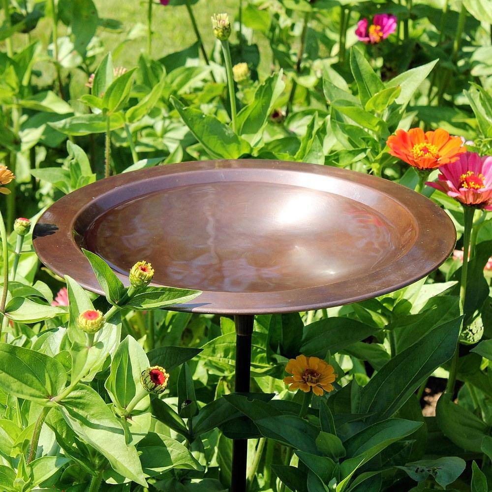 Achla Designs 12.75 in. Dia Antique Copper Classic II Birdbath with Stake