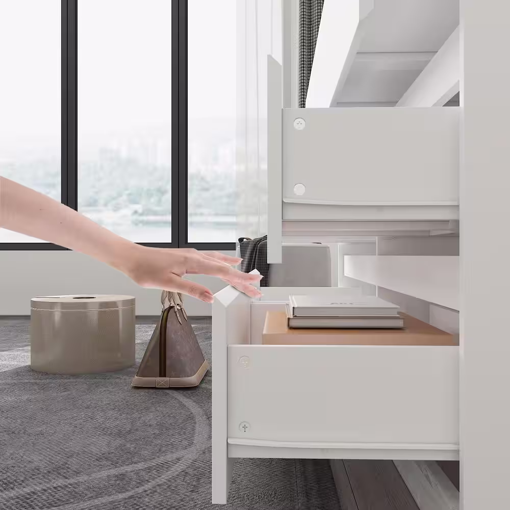 None 6-Drawer L-Shaped Chest of Drawers Cabinet with Rotatable Desktop 47.2 in. W x 51.2 in. D x 32.7 in. H