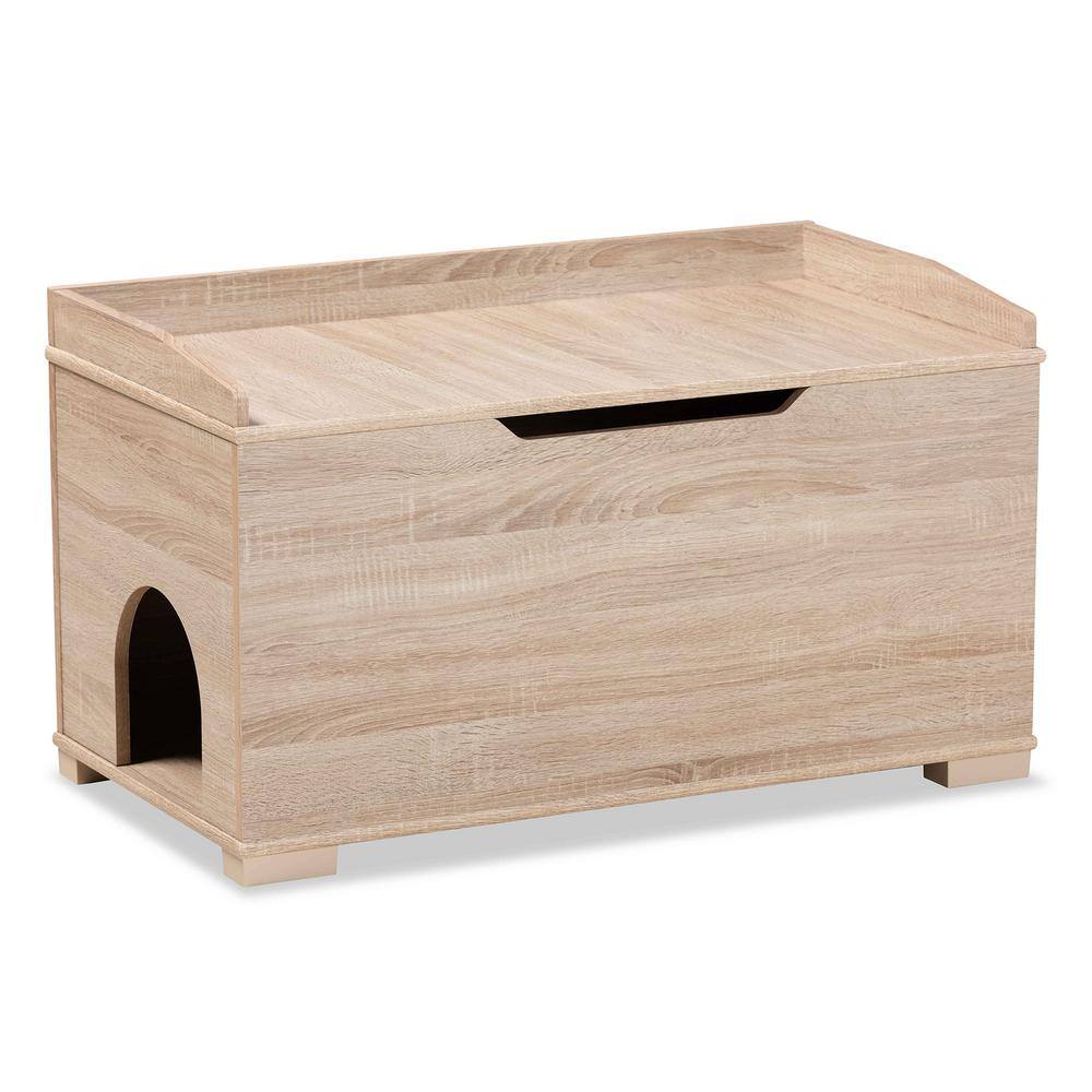 Baxton Studio Mariam Oak Litter Box Cover Cat House