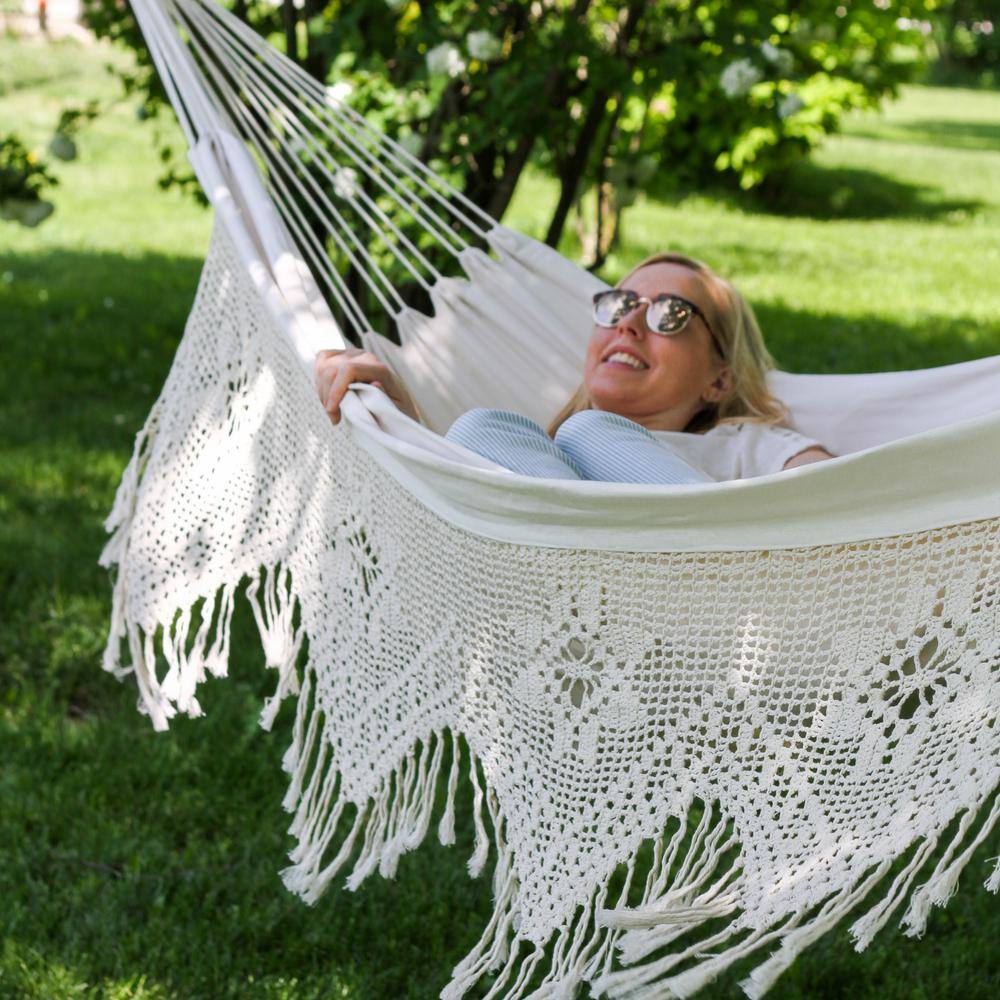 Vivere 14 ft. Brazilian Cotton Double Hammock Deluxe in Natural