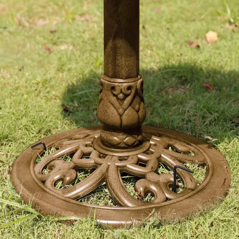 VIVOHOME Antique Polyresin Copper Garden BirdBath with Solar Powered Pond Fountain