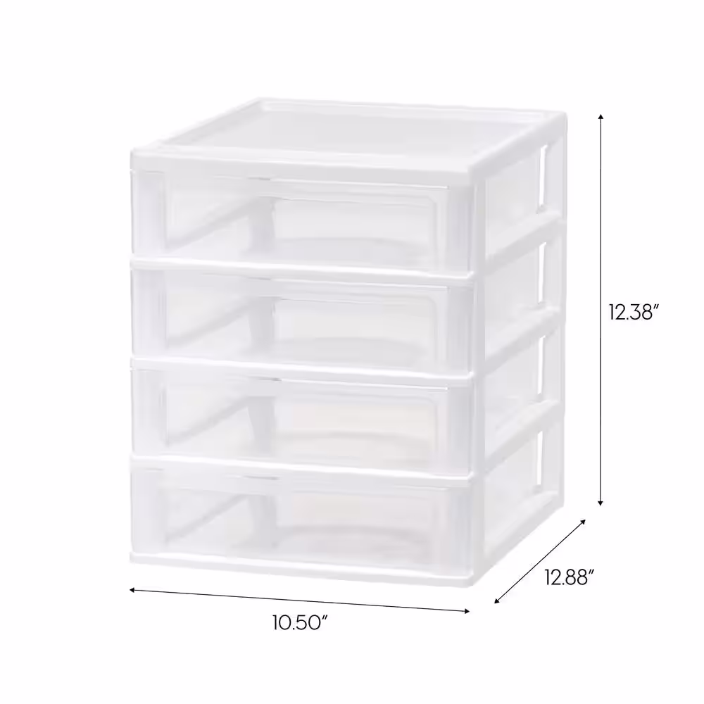 None 1-Qt. Compact Desktop 4-Drawer System in White in. W x 10.5- in. H x 12.3- in.