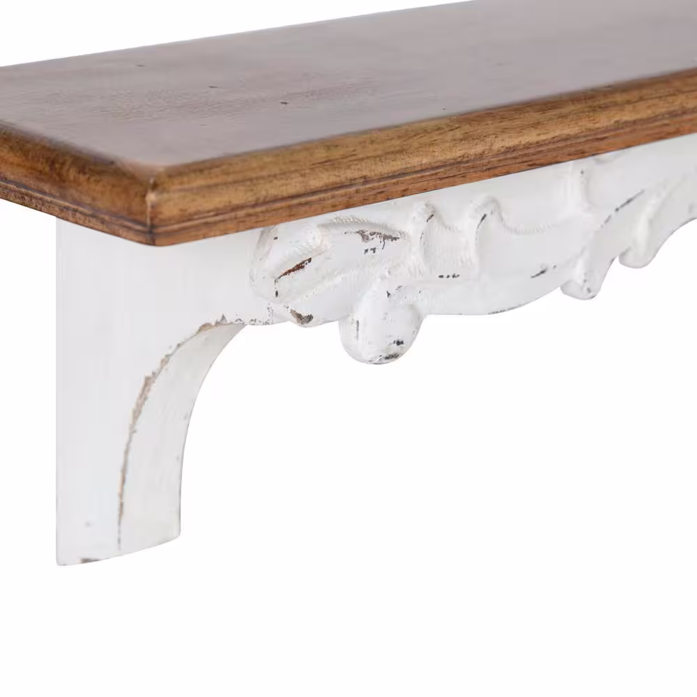 Kate and Laurel Abberly 5 in. x 28 in. x 6 in. Rustic Brown Wood Floating Decorative Wall Shelf Without Brackets