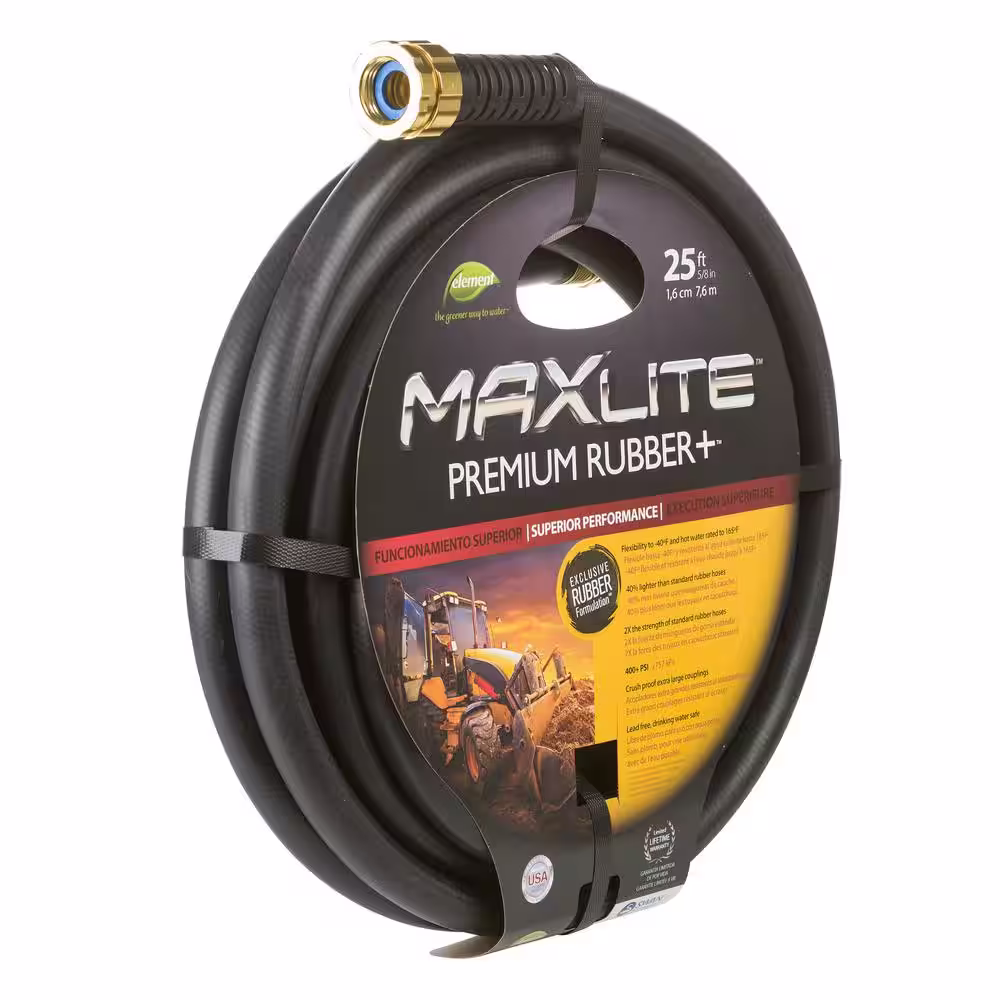 Element MAXLite Premium Rubber+ 5/8 in. x 25 ft. Heavy Duty Hose