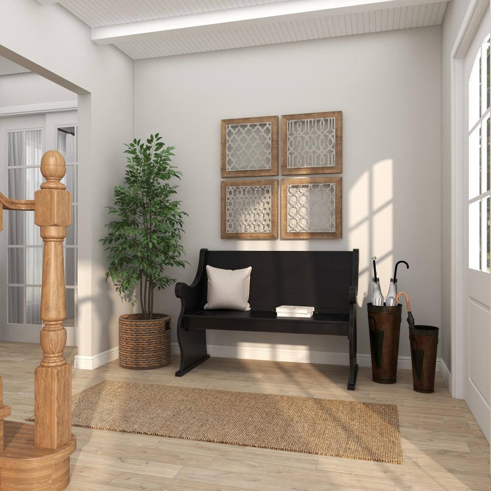 Litton Lane Brown Metal Umbrella Stand with Umbrella Image and Handles (Set of 2)